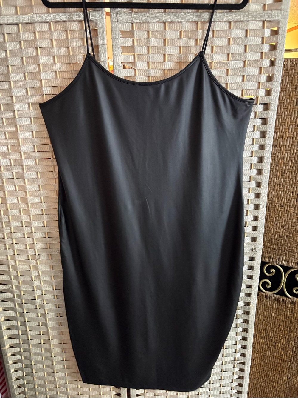 SHEIN Curve 3XL Black Faux Leather Slip Dress Plus Size